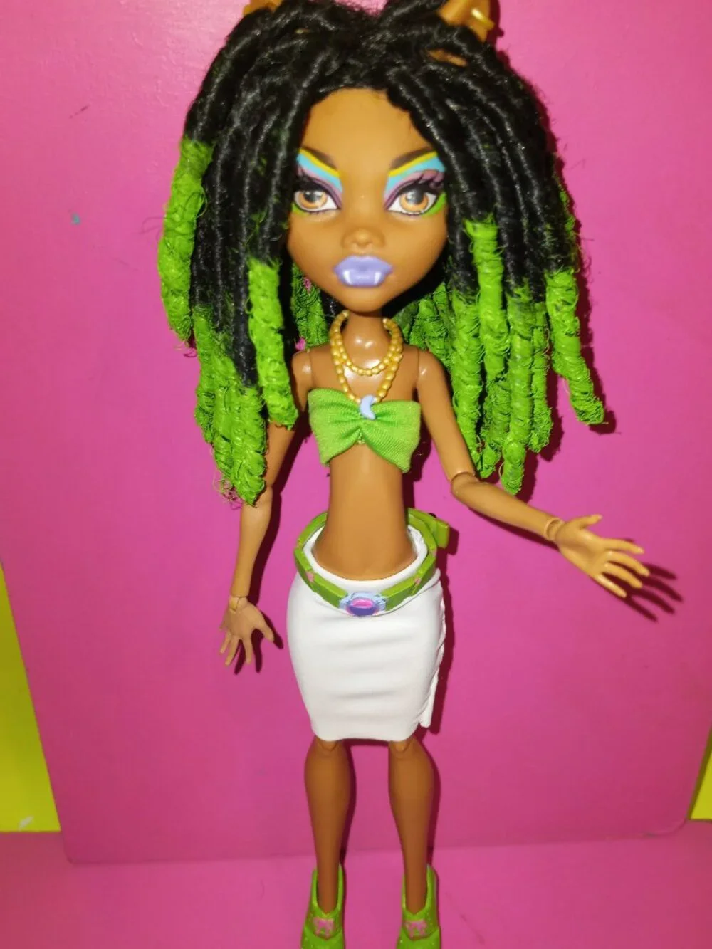 Custom Monster High Clawdeen Wolf doll With locs